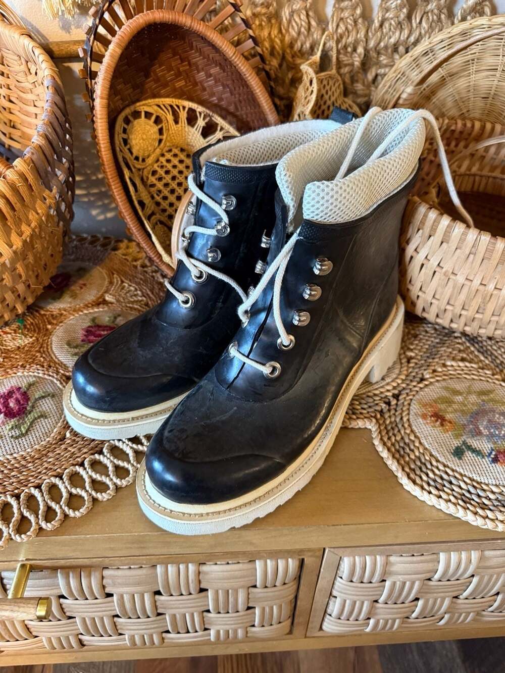 Ilse Jacobsen Hornbæk Rub 2 Short Lace-Up Rubber Rain Boots